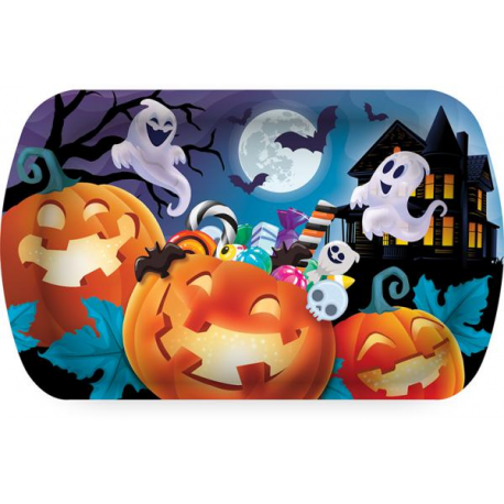 VASSOIO PLASTICA HALLOWEEN "ZUCCHE & FANTASMI" 39x24cm