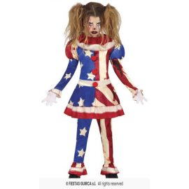 COSTUME CLOWN PATRIOTA, 7 – 9 ANNI (137 CM), BAMBINA