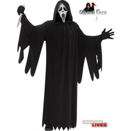 COSTUME SCREAM GHOST FACE® ORIGINALE!!! Deluxe - CON GUANTI E MASCHERA Versione 25th Anniversary - Taglia unica