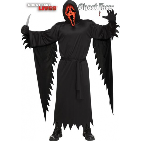 COSTUME SCREAM GHOST FACE® ORIGINALE!!! Deluxe - CON GUANTI E MASCHERA Versione maschera Pumpkin - Taglia unica