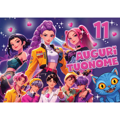 Cialda personalizzata KPOP DEMON HUNTERS rettangolare (stampa su pasta di zucchero)