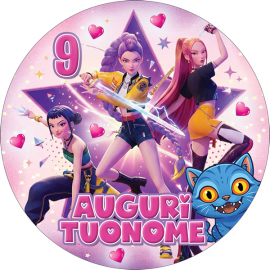 Cialda personalizzata KPOP DEMON HUNTERS tonda (stampa su pasta di zucchero)