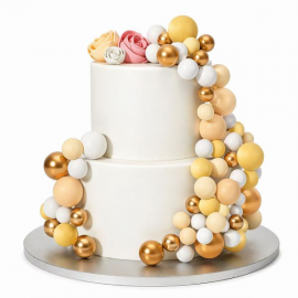 CAKE TOPPER BALL SET \\"GIALLO LIMONE SFUMATO & ORO\\" - Set da 32 pezzi