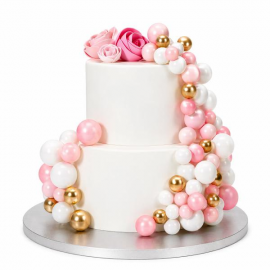CAKE TOPPER BALL SET \\"ROSA SFUMATO & ORO\\" - Set da 32 pezzi