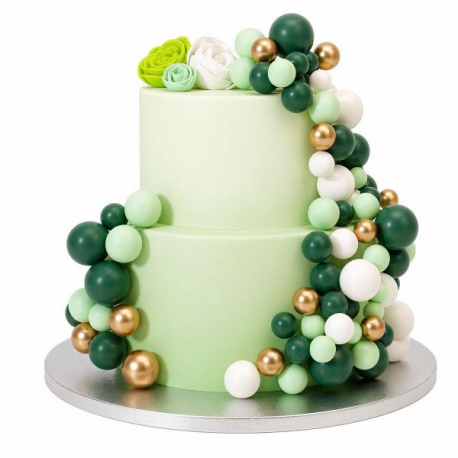 CAKE TOPPER BALL SET \\"TONALITA' TERRA & ORO\\" - Set da 32 pezzi