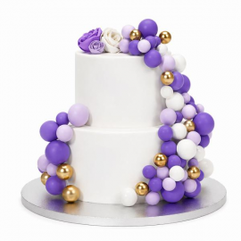 CAKE TOPPER BALL SET \\"VIOLA SFUMATO & ORO\\" - Set da 32 pezzi