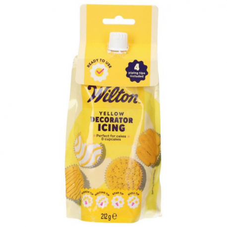 WILTON GHIACCIA GIALLA - SACCHETTO PER DECORAZIONI 212g (con 4 beccucci)