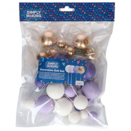 CAKE TOPPER BALL SET \\"VIOLA SFUMATO & ORO\\" - Set da 32 pezzi