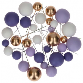 CAKE TOPPER BALL SET \\"VIOLA SFUMATO & ORO\\" - Set da 32 pezzi