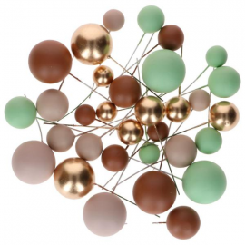 CAKE TOPPER BALL SET \\"TONALITA' TERRA & ORO\\" - Set da 32 pezzi