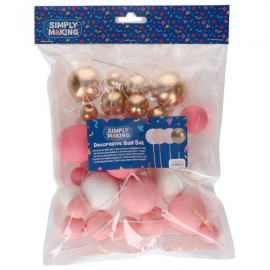 CAKE TOPPER BALL SET \\"ROSA SFUMATO & ORO\\" - Set da 32 pezzi