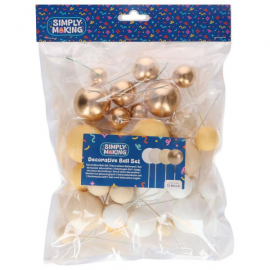 CAKE TOPPER BALL SET \\"GIALLO LIMONE SFUMATO & ORO\\" - Set da 32 pezzi