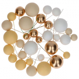 CAKE TOPPER BALL SET \\"GIALLO LIMONE SFUMATO & ORO\\" - Set da 32 pezzi