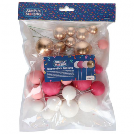 CAKE TOPPER BALL SET \\"FUCSIA SFUMATO & ORO\\" - Set da 32 pezzi