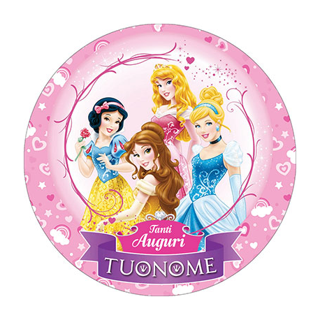 Cialda personalizzata PRINCIPESSE tonda (stampa su pasta di zucchero)