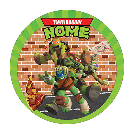 Cialda personalizzata TARTARUGHE NINJA tonda (stampa su pasta di zucchero)