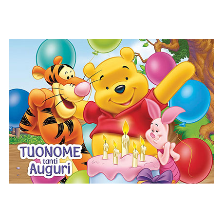 Cialda personalizzata WINNIE THE POOH rettangolare (stampa su pasta di zucchero)