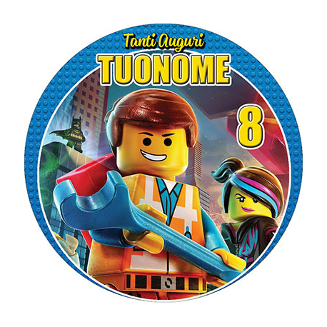 Cialda personalizzata LEGO tonda (stampa su pasta di zucchero)