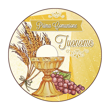 Cialda personalizzata COMUNIONE tonda (stampa su pasta di zucchero)