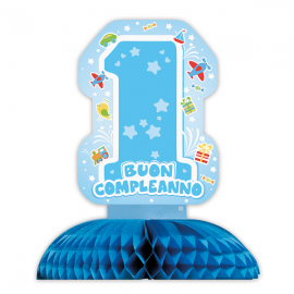 CENTROTAVOLA 1° COMPLEANNO AZZURRO 28x32 cm