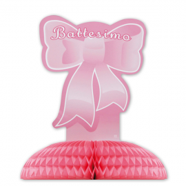 CENTROTAVOLA BATTESIMO FIOCCO ROSA 28x32 cm