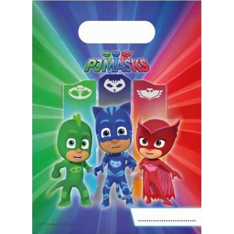 LOOT BAG - BUSTINA REGALO SUPER PIGIAMINI - PJ MASKS- PZ. 6 - 23x16 cm