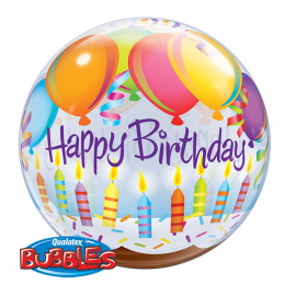 PALLONCINO BUBBLE HAPPY BIRTHDAY - BALL & CANDLES ø 56cm