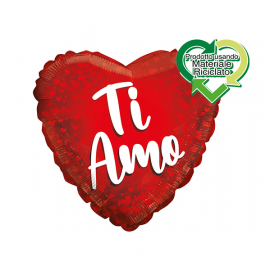 PALLONCINO \\"TI AMO\\" CUORE ROSSO FOIL STANDARD ø 45cm