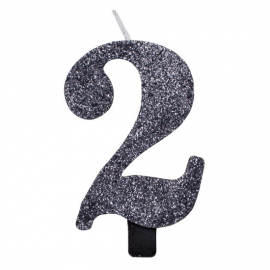 CANDELINA NUMERO 2 NERA GLITTER