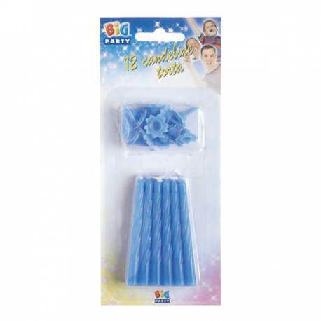 CANDELINE CLASSICHE AZZURRE 12 pz.