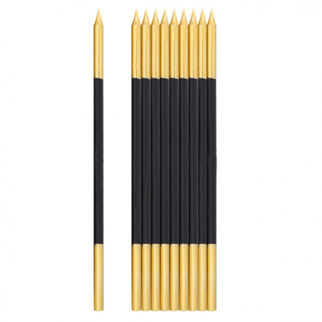 CANDELINE NERO E ORO PZ.10