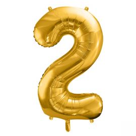 PALLONCINO MYLAR NUMERO \\"2\\" ORO - 86cm