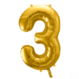 PALLONCINO MYLAR NUMERO \\"3\\" ORO - 86cm