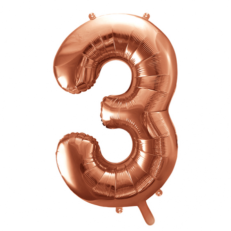 PALLONCINO MYLAR NUMERO \\"3\\" ROSA GOLD - 86cm