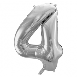 PALLONCINO MYLAR NUMERO "4" ARGENTO - 86cm