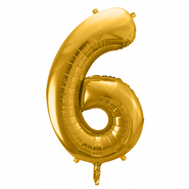 PALLONCINO MYLAR NUMERO \\"6\\" ORO - 86cm