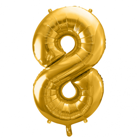 PALLONCINO MYLAR NUMERO \\"8\\" ORO - 86cm