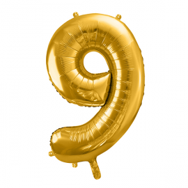 PALLONCINO MYLAR NUMERO \\"9\\" ORO - 86cm