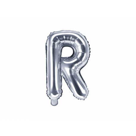 PALLONCINO PICCOLO MYLAR LETTERA \\"R\\" ARGENTO - 35cm