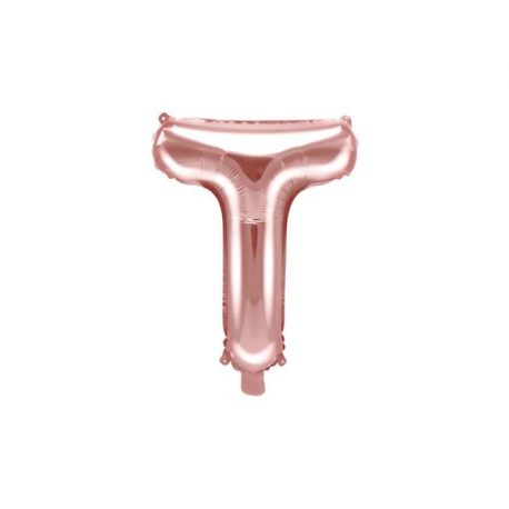 PALLONCINO PICCOLO MYLAR LETTERA \\"T\\" ROSA GOLD - 35cm