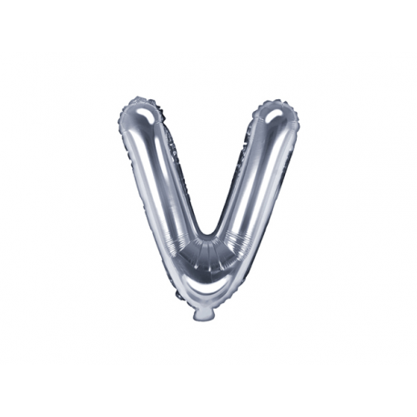 PALLONCINO PICCOLO MYLAR LETTERA \\"V\\" ARGENTO - 35cm