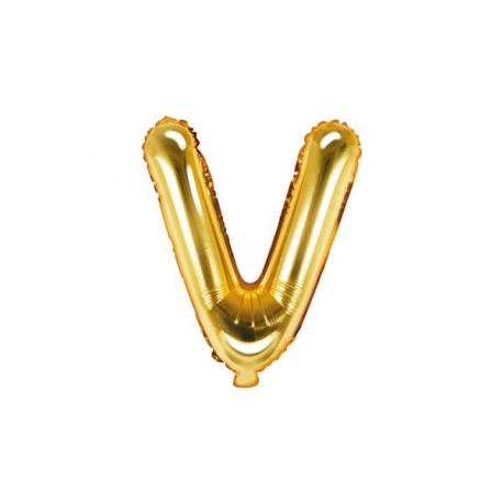 PALLONCINO PICCOLO MYLAR LETTERA \\"V\\" ORO - 35cm