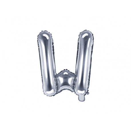 PALLONCINO PICCOLO MYLAR LETTERA \\"W\\" ARGENTO - 35cm