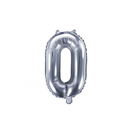 PALLONCINO PICCOLO MYLAR NUMERO "0" ARGENTO - 35cm