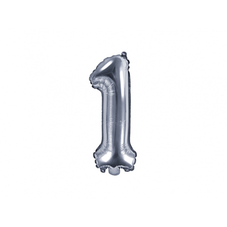 PALLONCINO PICCOLO MYLAR NUMERO \\"1\\" ARGENTO - 35cm