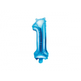 PALLONCINO PICCOLO MYLAR NUMERO "1" BLU - 35cm