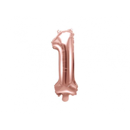 PALLONCINO PICCOLO MYLAR NUMERO \\"1\\" ROSA GOLD - 35cm