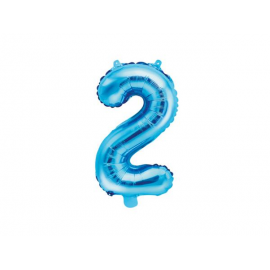 PALLONCINO PICCOLO MYLAR NUMERO "2" BLU - 35cm