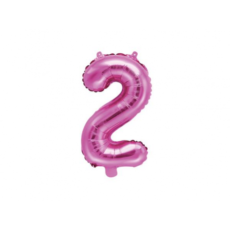 PALLONCINO PICCOLO MYLAR NUMERO \\"2\\" FUCSIA - 35cm