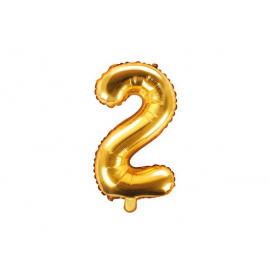 PALLONCINO PICCOLO MYLAR NUMERO "2" ORO - 35cm